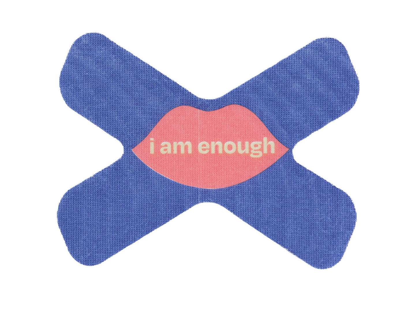 Purple mouth tape with a pink lip graphic and 'i am enough' text on a white background
