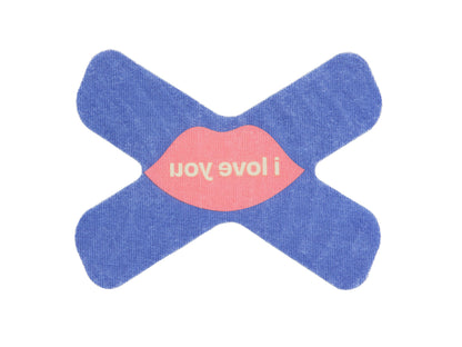 Purple mouth tape with a pink lip graphic and 'i love you' text on a white background