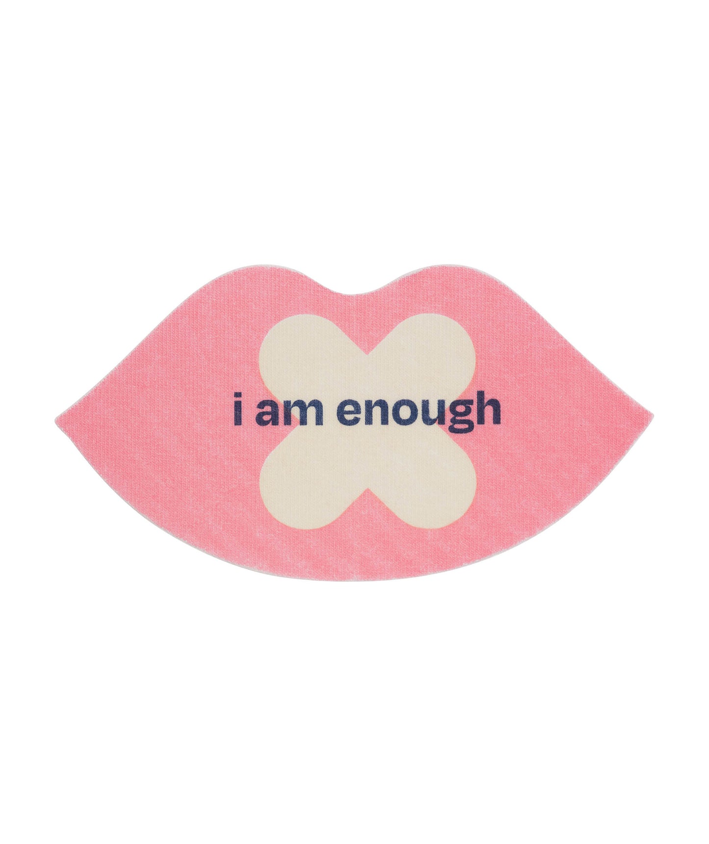 Pink lip mouth tape that says "i am enough "