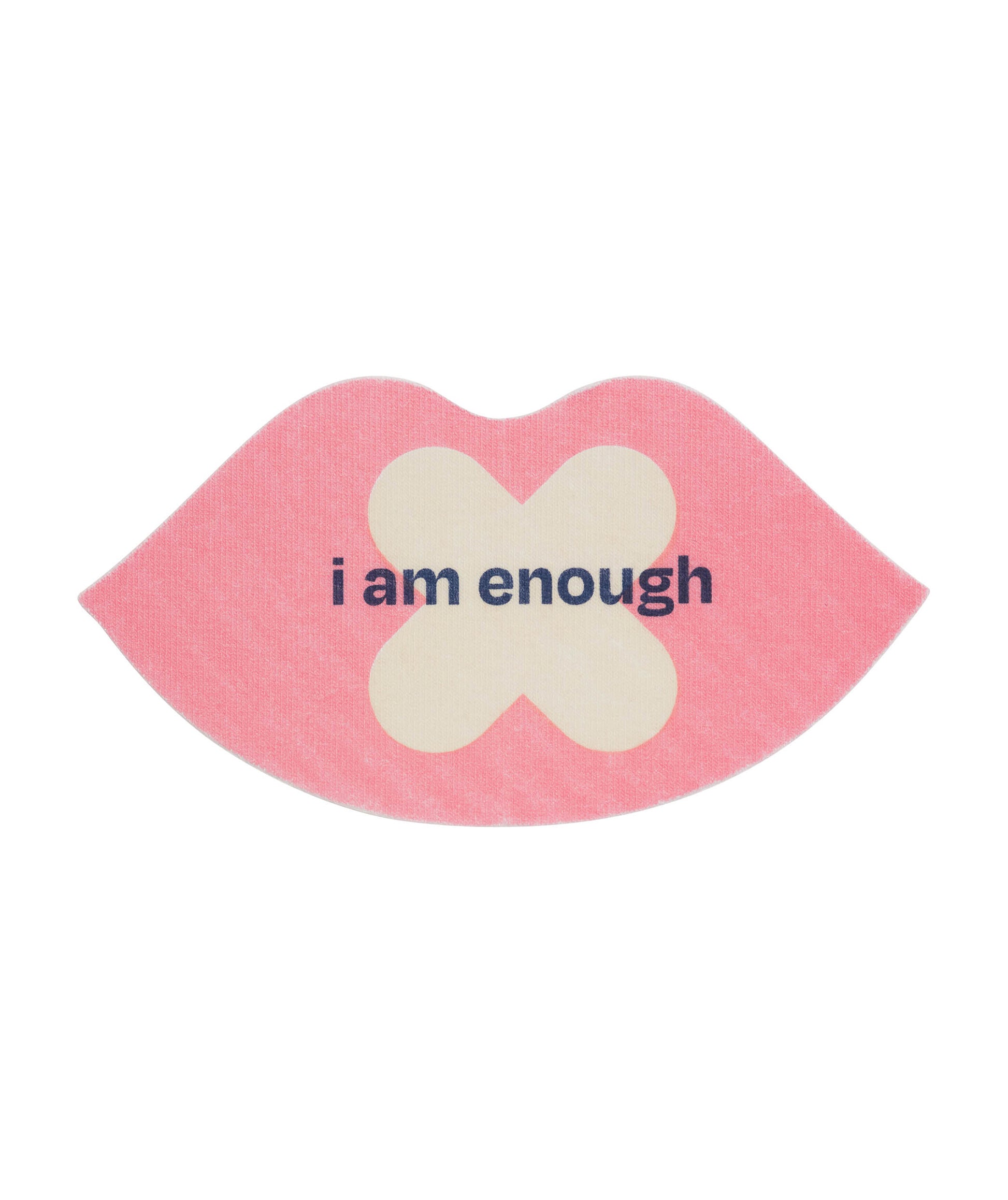 Pink lip mouth tape that says "i am enough "