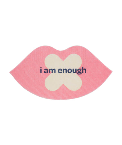 Pink lip mouth tape that says "i am enough "