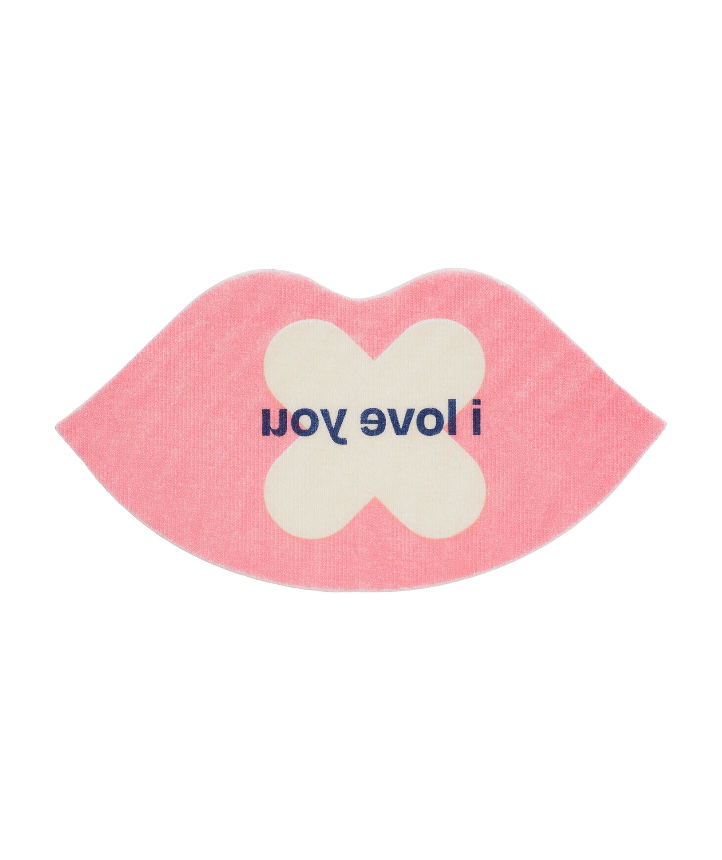 Pink lip mouth tape that says "i love you"