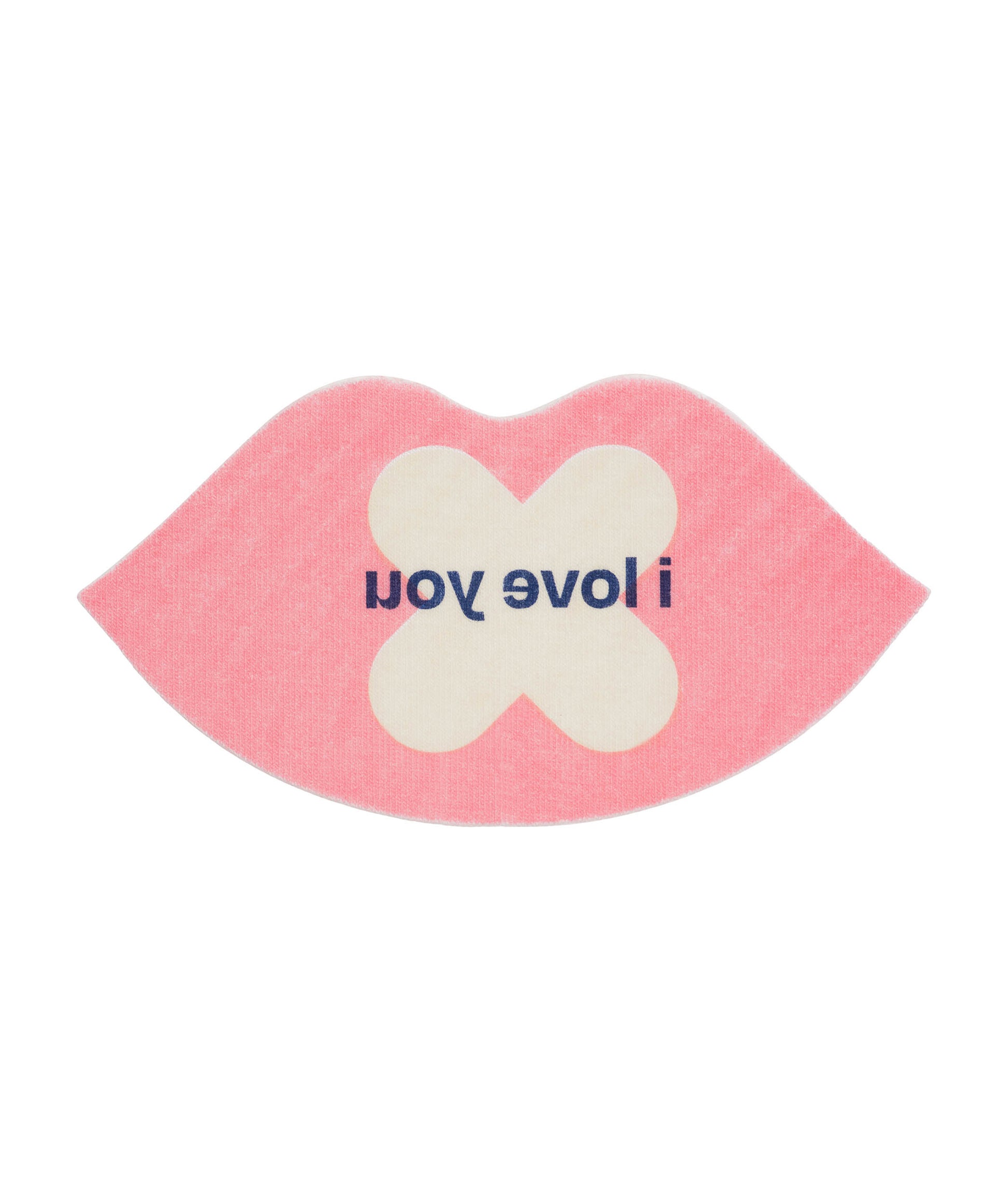 Pink lip mouth tape that says "i love you"